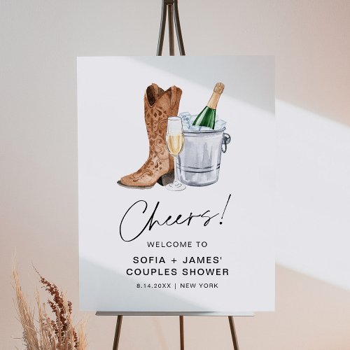CRISTAL Boots and Bubbly Couples Shower Sign