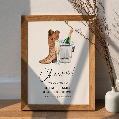 CRISTAL Boots and Bubbly Couples Shower Sign