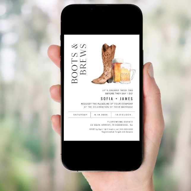 CRISTAL Boots & Brews Couples Shower Invitation (Front Digital)