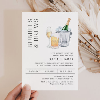 Cristal Bubbles & Brews Couples Shower Invitation by MintyPaperie at Zazzle