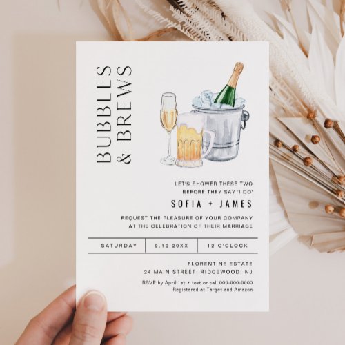 CRISTAL Bubbles  Brews Couples Shower Invitation