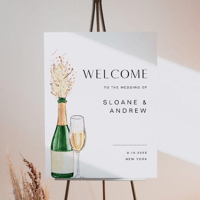 CRISTAL Champagne Bubbly Wedding Welcome 18x24 Foam Board (Creator Uploaded)