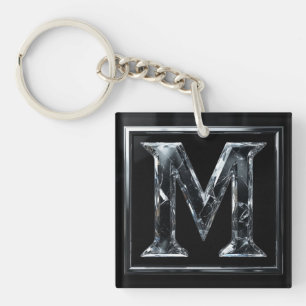❄️ Cristal Letter M Initial Gift For Him 🔑 Keychain