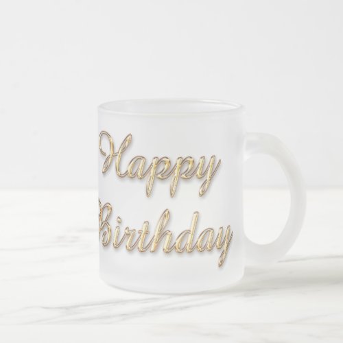 Cristal Taza Esmerilado Happy Birthday Frosted Glass Coffee Mug