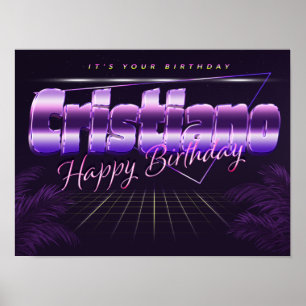 Cristiano First Name Retro Poster Birthday