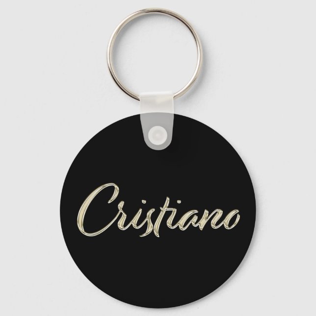 Cristiano Name whitegold Button Schlüsselanhänger Keychain (Front)