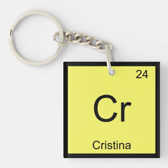 Cristina Name Chemistry Element Periodic Table Keychain (Front)