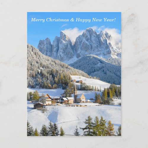 Cristmas card with alpine village