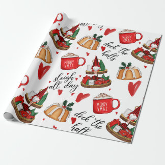 Cristmas Gnome,Cake,Hearts Cute Wrapping Paper