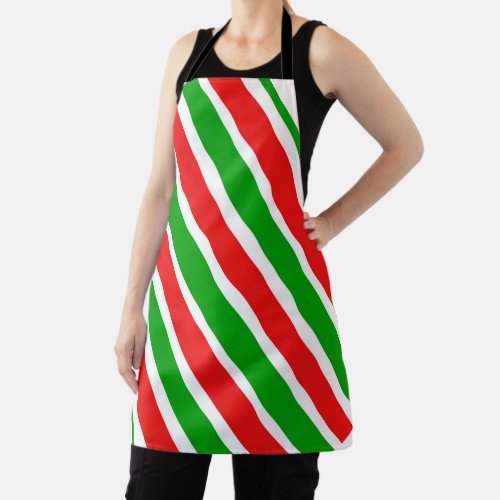 Cristmas Red White Green All_Over Print Apron