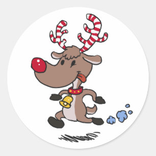 Cristmas Reindeer running choose background colo Classic Round Sticker