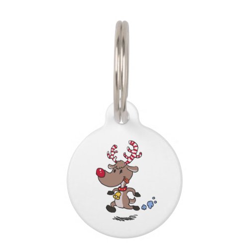 Cristmas Reindeer running  choose background colo Pet ID Tag