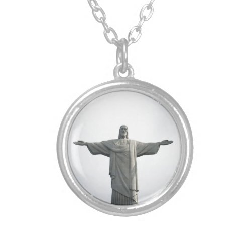 Cristo redentor Christ the redeemer with copy spac Silver Plated Necklace