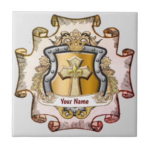 Cristos Cross Shield Surname Ceramic Tile