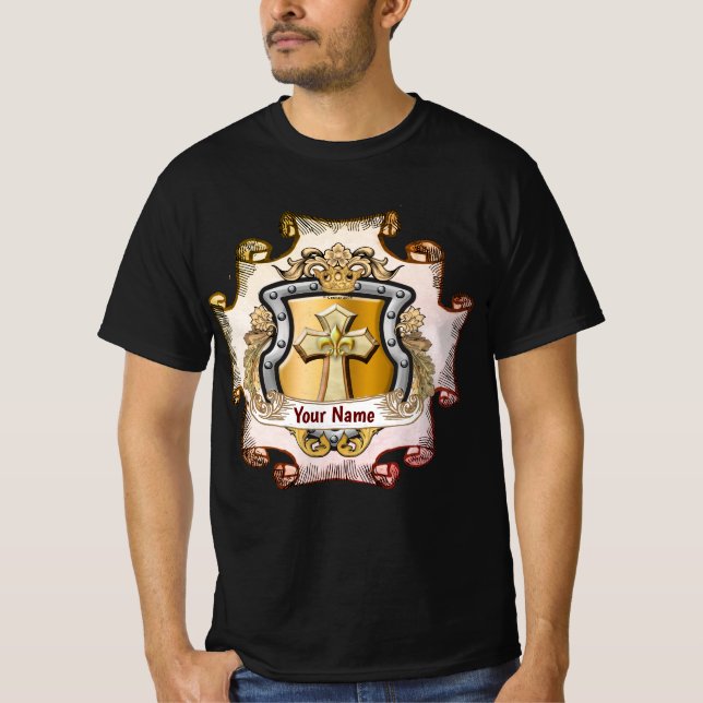 Cristos Cross Shield Surname T-Shirt (Front)