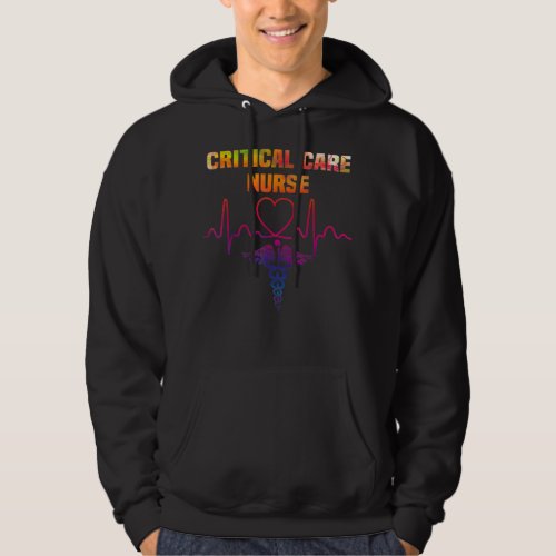 Critical Care Nurse ICU Nurse Heartbeat Intensive  Hoodie