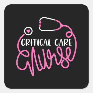 Critical Care Nurse Logo RN Critical Care Nursing Square Sticker