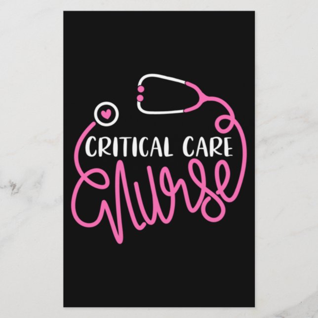 Critical Care Nurse Logo RN Critical Care Nursing Stationery (Front)
