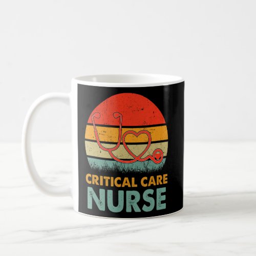 Critical Care Nurse Retro Love Heart Stethoscope R Coffee Mug