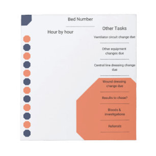 Critical Care Nurse Shift Planner Blue & Orange Notepad