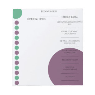 Critical Care Nurse Shift Planner - Purple & Green Notepad