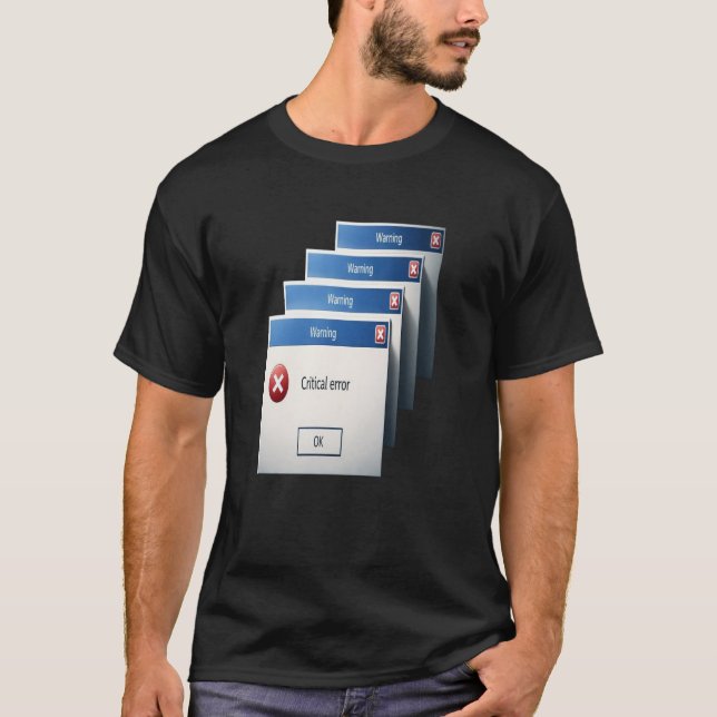 Critical Error — Retro Windows Warning Boxes Graph T-Shirt (Front)
