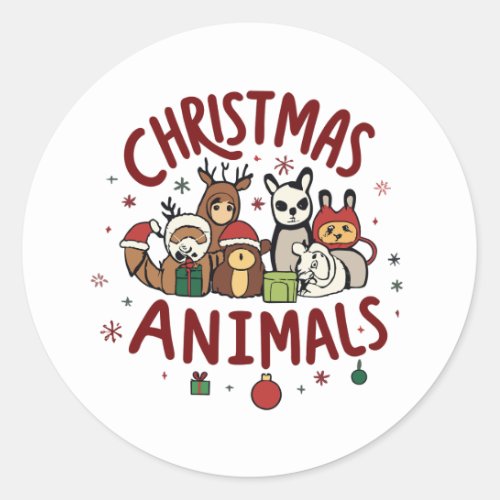 Critter Friends Celebrate With Gifts Classic Round Sticker
