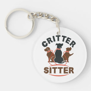 Critter Sitter Cute Pet Sitter Keychain