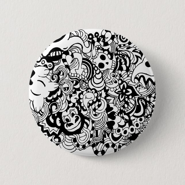 Critters in chaos doodle pinback button (Front)