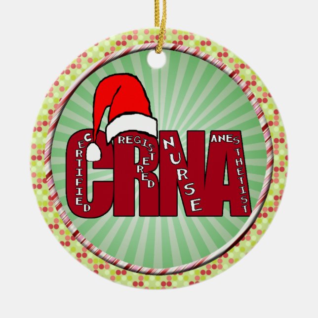 CRNA Certified Registered Nurse Anesthetist SANTA Ceramic Ornament (Front)