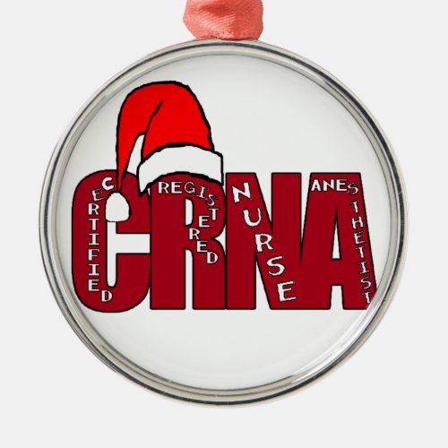 CRNA Certified Registered Nurse Anesthetist SANTA Metal Ornament