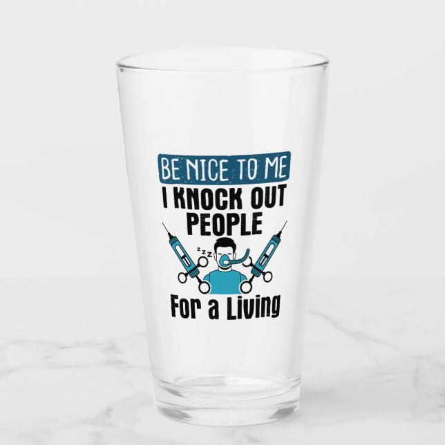 CRNA Knock Out People Nurse Anesthetist Glass (Front)