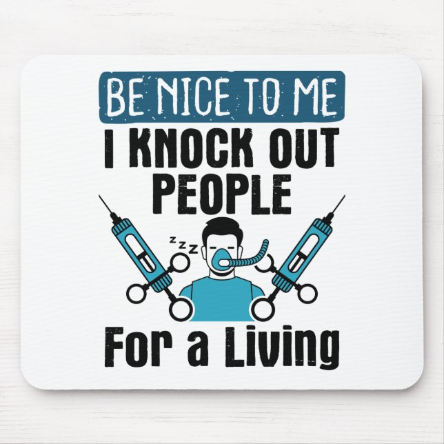 CRNA Knock Out People Nurse Anesthetist Mouse Pad (Front)
