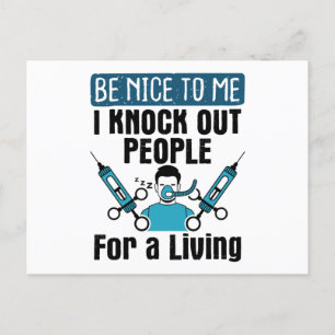 CRNA Knock Out People Nurse Anesthetist Postcard