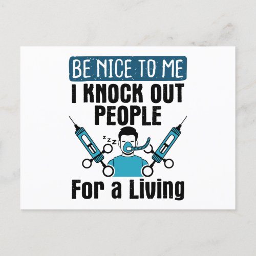 CRNA Knock Out People Nurse Anesthetist Postcard