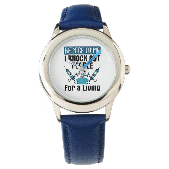 CRNA Knock Out People Nurse Anesthetist Watch (Front)