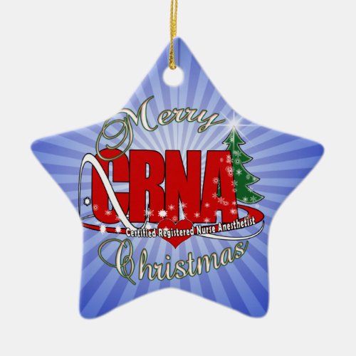 CRNA MERRY CHRISTMAS Nurse Anesthetist Ceramic Ornament
