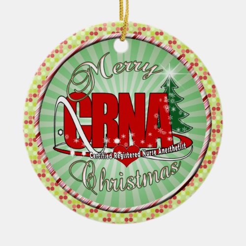 CRNA MERRY CHRISTMAS Nurse Anesthetist Ceramic Ornament