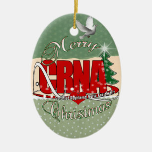 CRNA MERRY CHRISTMAS Nurse Anesthetist Ceramic Ornament
