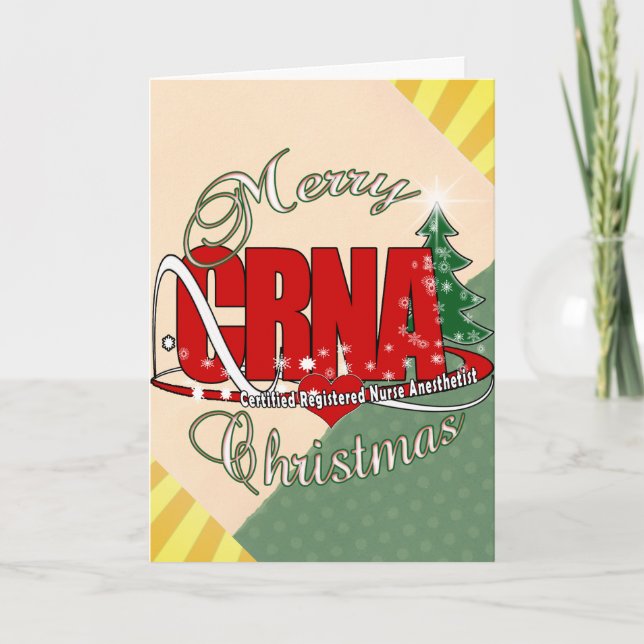 CRNA MERRY CHRISTMAS Nurse Anesthetist Holiday Card (Front)