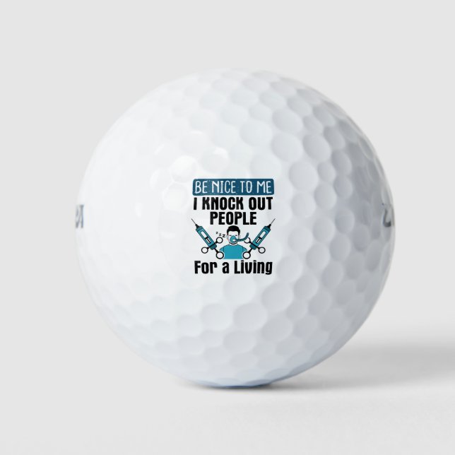 CRNA Nurse Anesthetist Anesthesiologist Knock Out Golf Balls (Front)