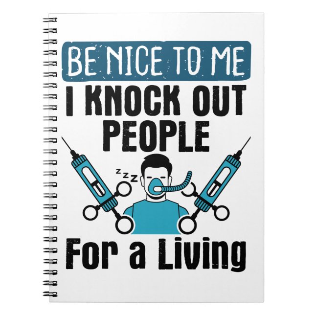 CRNA Nurse Anesthetist Anesthesiologist Knock Out Notebook (Front)