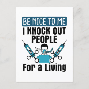 CRNA Nurse Anesthetist Anesthesiologist Knock Out Postcard