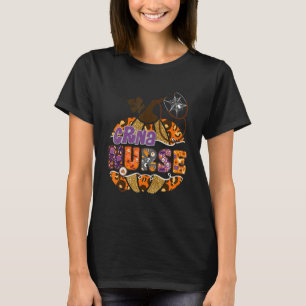 Crna Nurse Stethoscope Leopard Halloween Pumpkin C T-Shirt