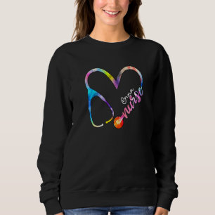 Crna Nurse Watercol Love Heart Stethoscope Rn Nurs Sweatshirt
