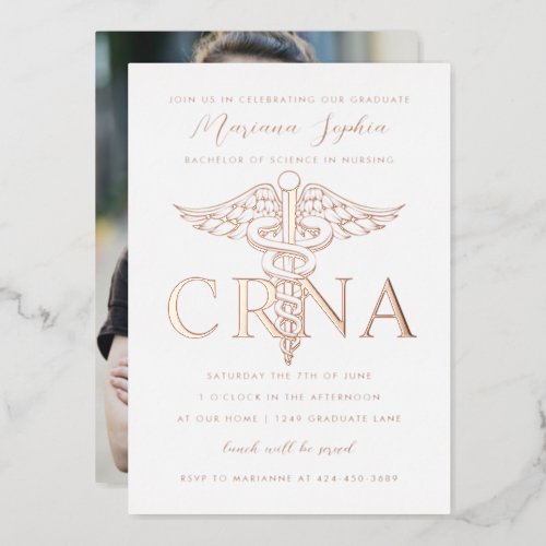 CRNA Nursing Graduation Gold Foil Invitation