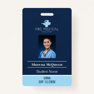 CRNA Student Nurse Practitioner Blue QR Code Photo Badge