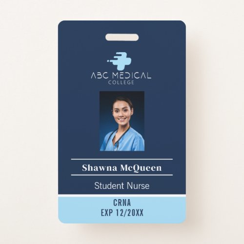 CRNA Student Nurse Practitioner Blue QR Code Photo Badge