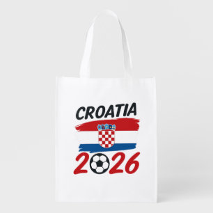 Croatia 2026 Soccer Fan Design Flag Colors Grocery Bag