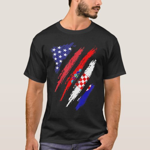 Croatia American Grown Flag USA Patriot Heritage M T_Shirt